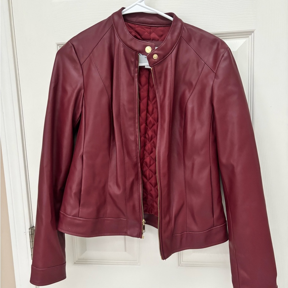Women's Burgundy Leather Jacket